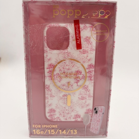 XO Poppy Phone Case for iPhone 16 15 14 13 MagSafe Compatible Toile Pink White - Picture 2 of 3